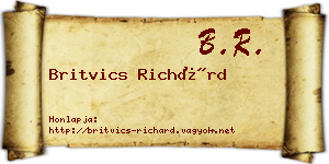 Britvics Richárd névjegykártya